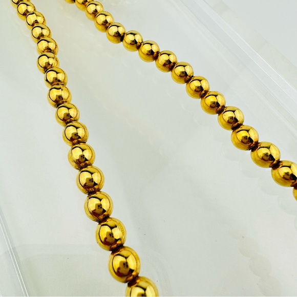 VINTAGE NAPIER BALL BEAD POLISHED GOLD PLATED NECKLACE - Picture 8 of 12